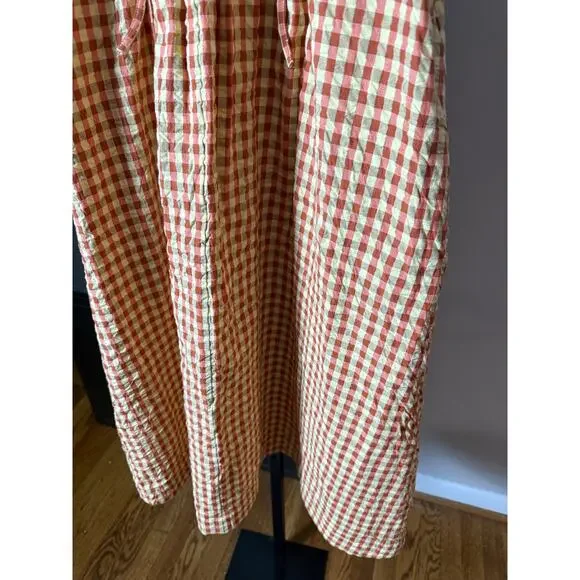 TOAST Seersucker Gingham Cotton Midi Dress Size 10 - Picture 8 of 12